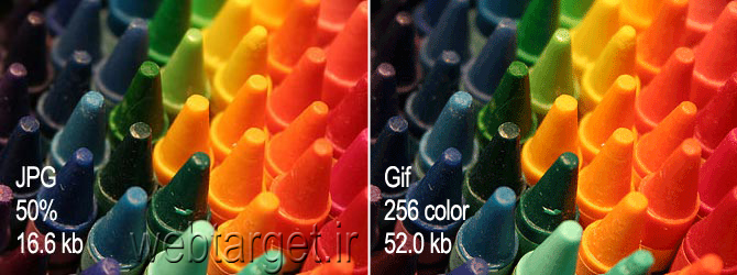 Comparison of a photograph exported as JPEG and GIF