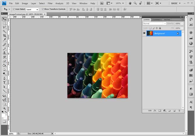 The original Photoshop interface with an image open